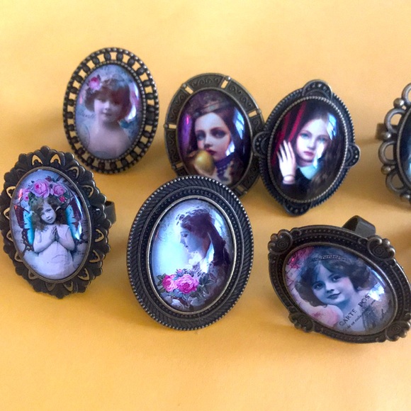 brass tone adjustable shabby victorian Alice rings U PICK - Picture 4 of 17